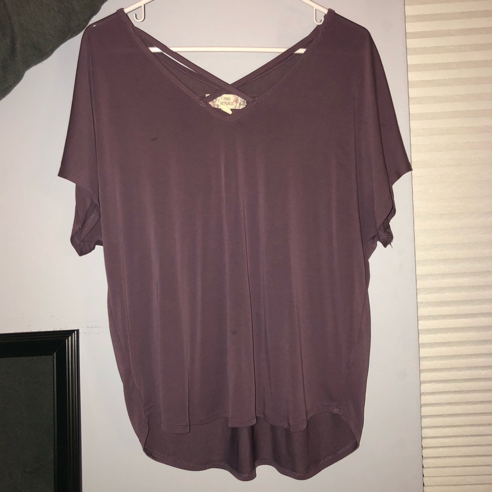 purple flowy tee